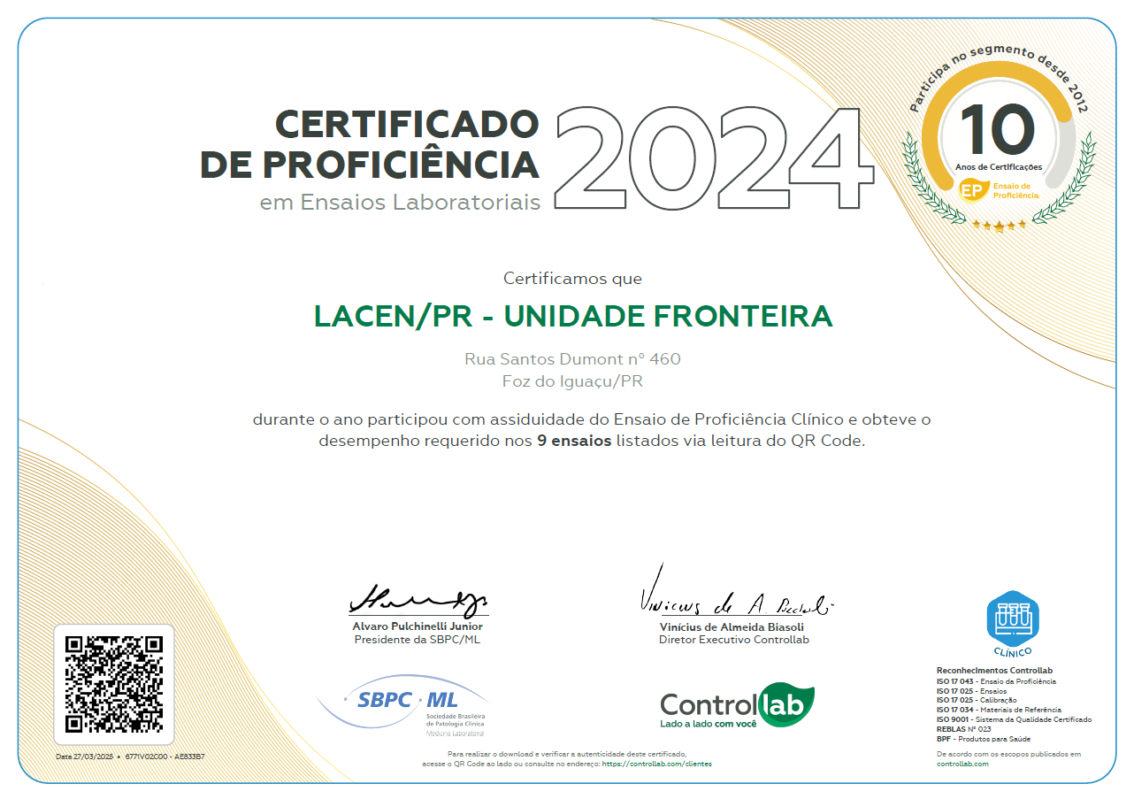 Certificado de Proficiência Clínico - UF