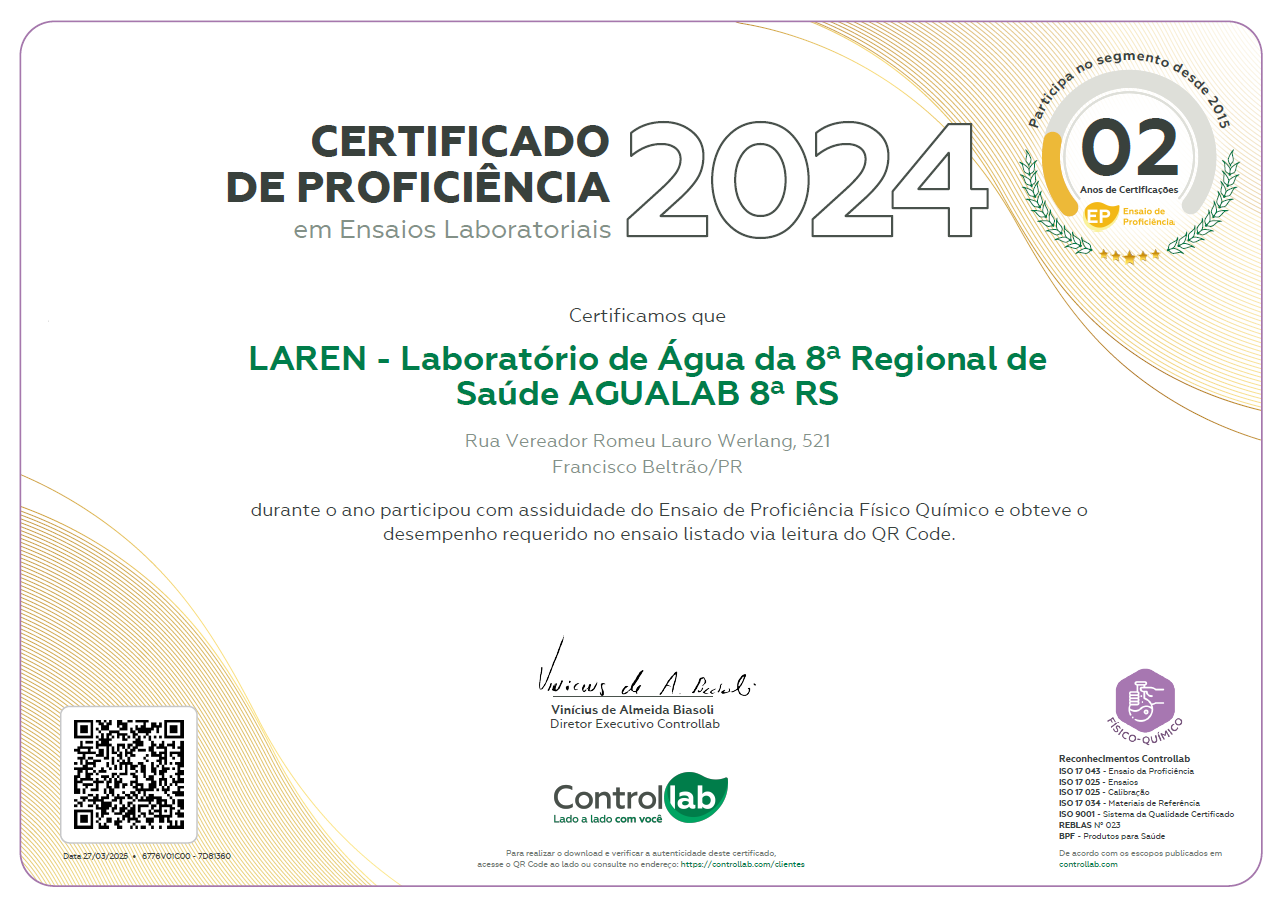 Certificado de Proficiência FQ - 8º