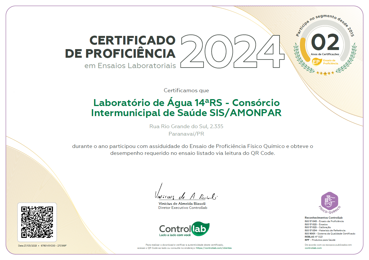 Certificado de Proficiência FQ - 14º