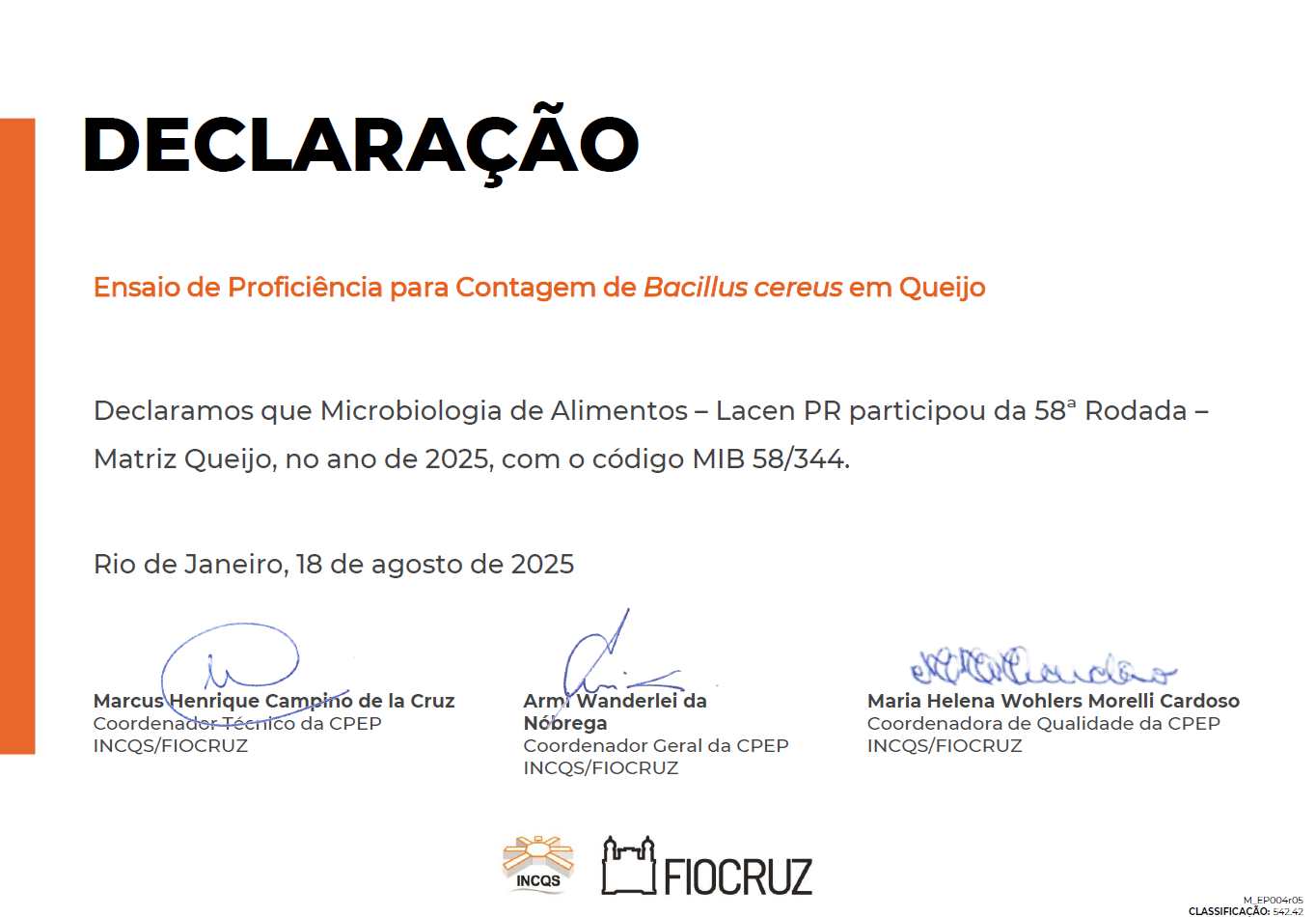 INCQS B CEREUS 2025